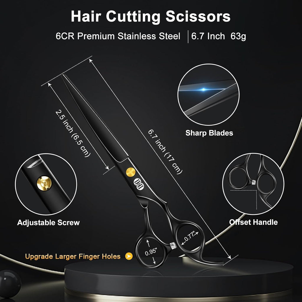 Professional Hair Cutting Scissors & Thinning Shears Kit - 6.7 Inch