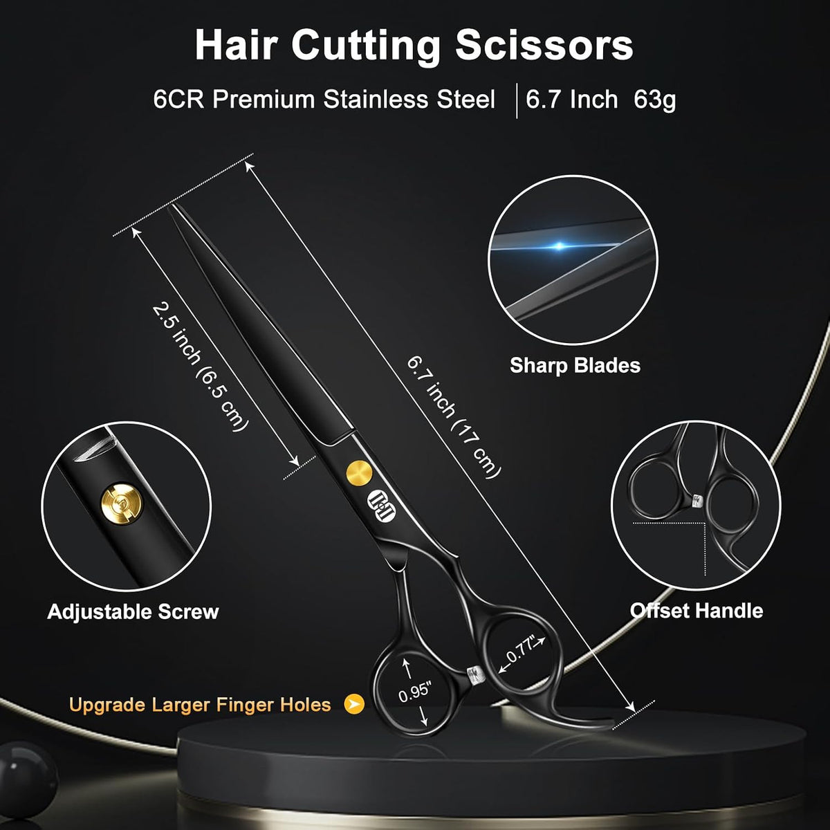 Professional Hair Cutting Scissors & Thinning Shears Kit - 6.7 Inch