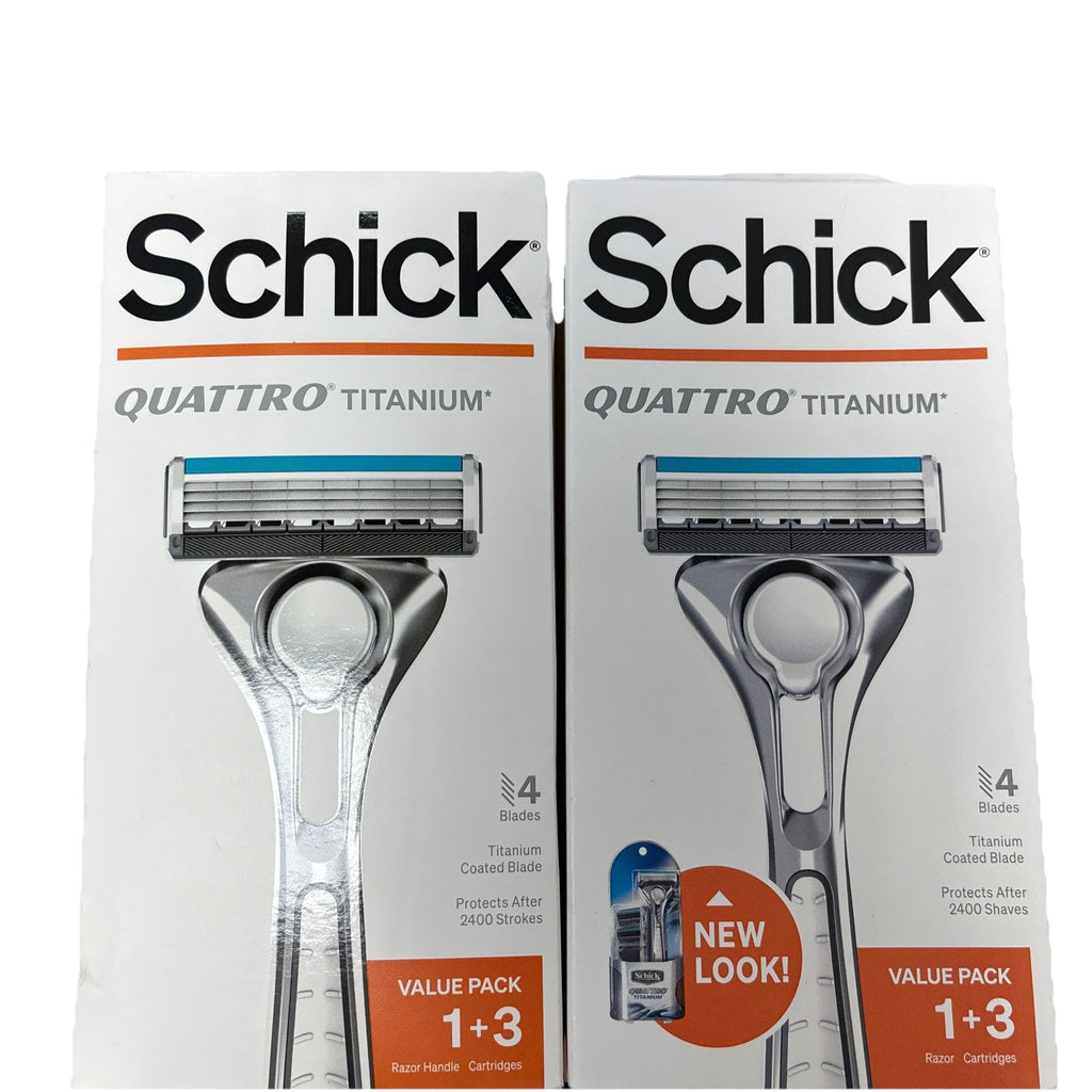 2 Pack Men Razor Cartridges with 4 Blades - Compatible with Schick Quattro Titanium