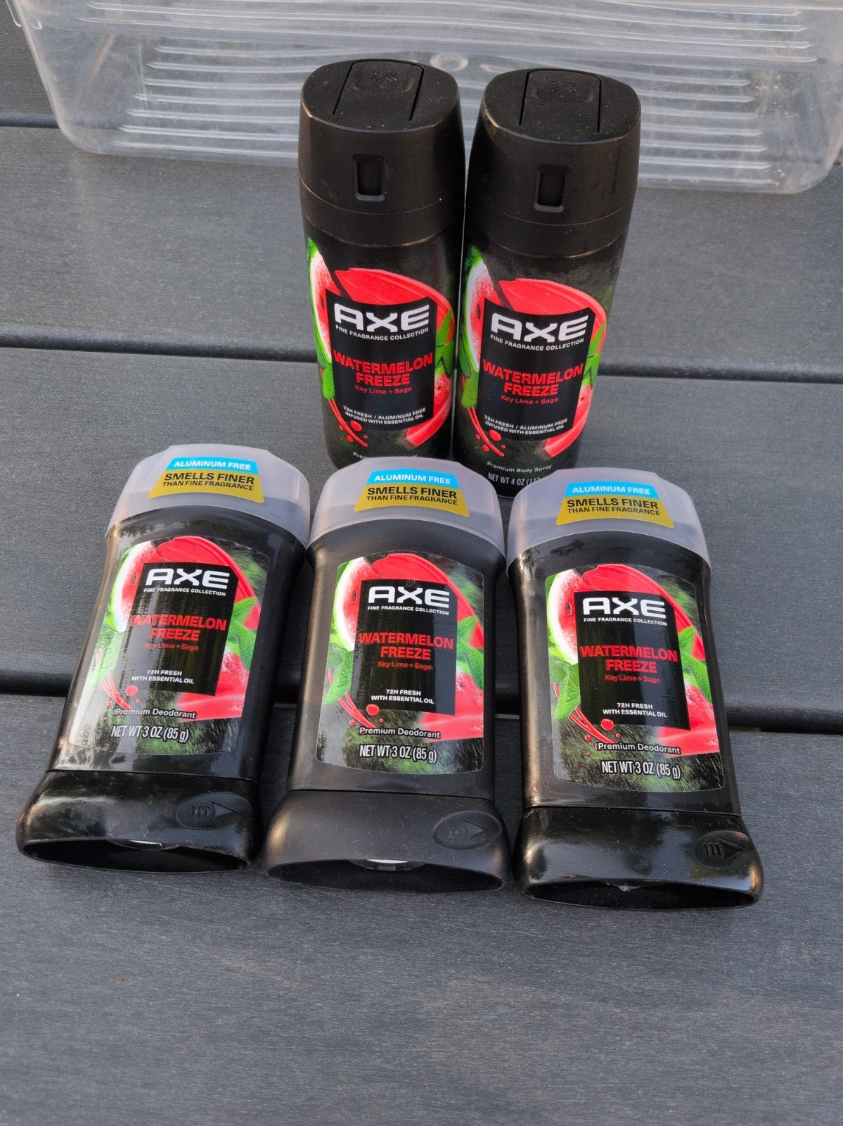 Axe Watermelon Freeze Body Spray 4oz + Deodorant Sticks Set - Men's Fresh Scent