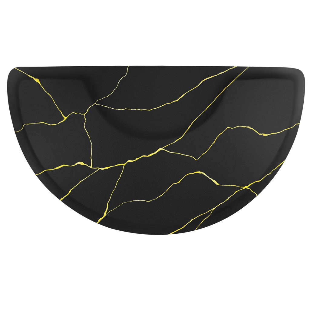 Anti-Fatigue Salon Chair Mat 3x5ft Non-Slip Black and Gold Marble Pattern