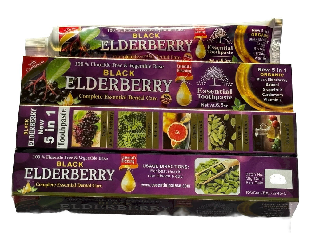 Black Elderberry Toothpaste 6 Pack - Fluoride-Free Herbal Oral Care