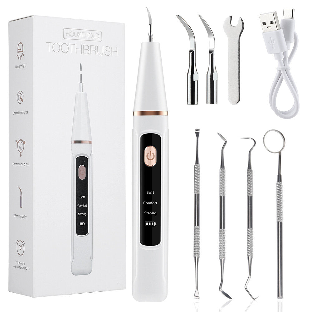 Electric Tooth Cleaner Tartar Plaque Remover Dental Scaler Kit - Ultrasonic Oral Care