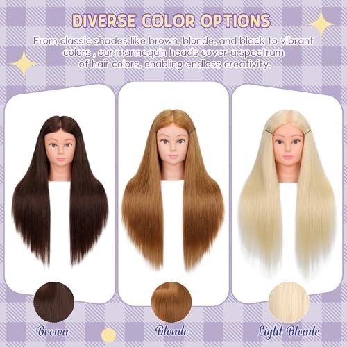 Mannequin Head with 80% Real Human Hair Blonde 26-28 Inch for Cosmetology Training