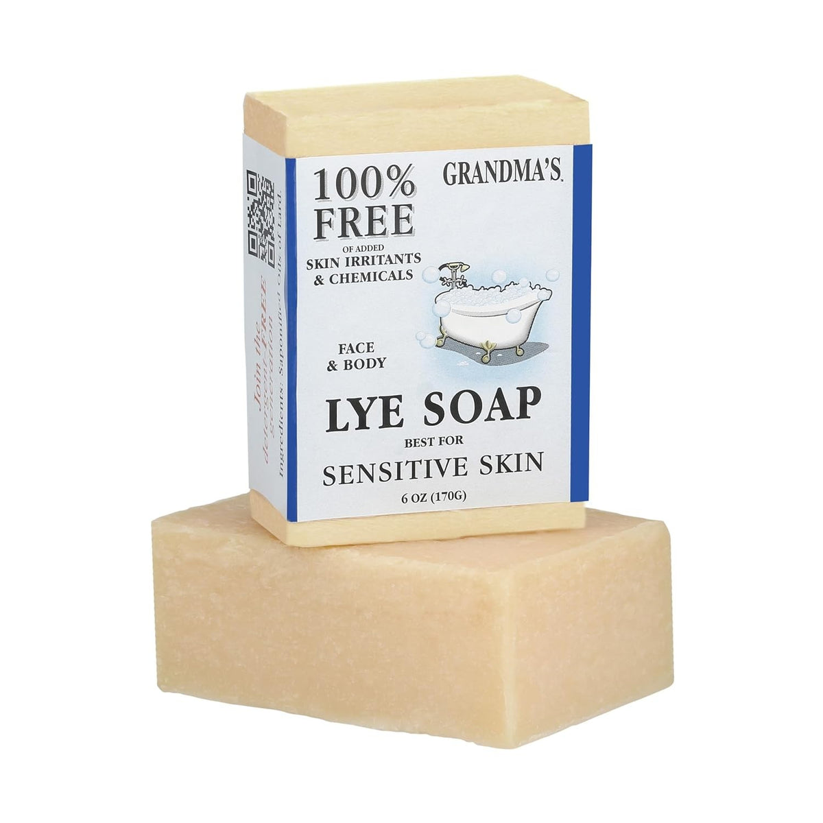 Pure & Natural Lye Bath Soap 6 oz - Hypoallergenic for Sensitive Skin