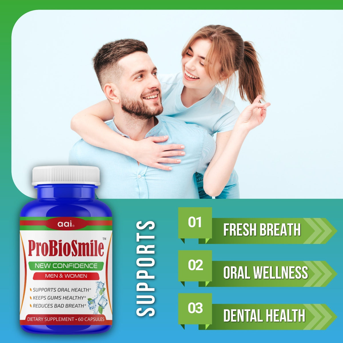 Dental Probiotic for Bad Breath & Gum Care - Oral Health 60 Capsules