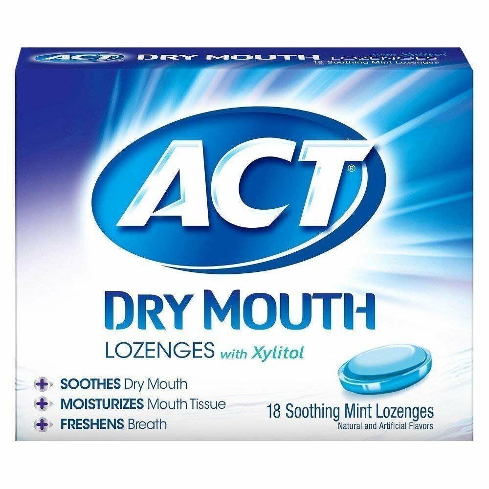 Dry Mouth Lozenges with Xylitol and Mint - Soothes and Freshens Breath, 18 Count, 12 Pack
