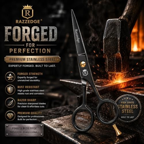 Mustache Beard Scissors 5 Inch Stainless Steel Micro Serrated Blade for Grooming