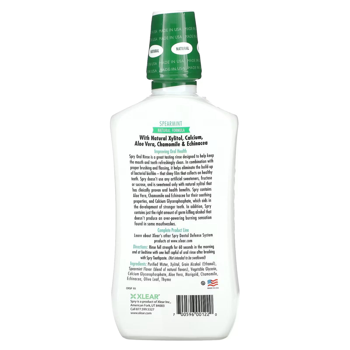 Alcohol-Free Spearmint Oral Rinse with Xylitol - 16 Fl Oz Each (Pack of 4)