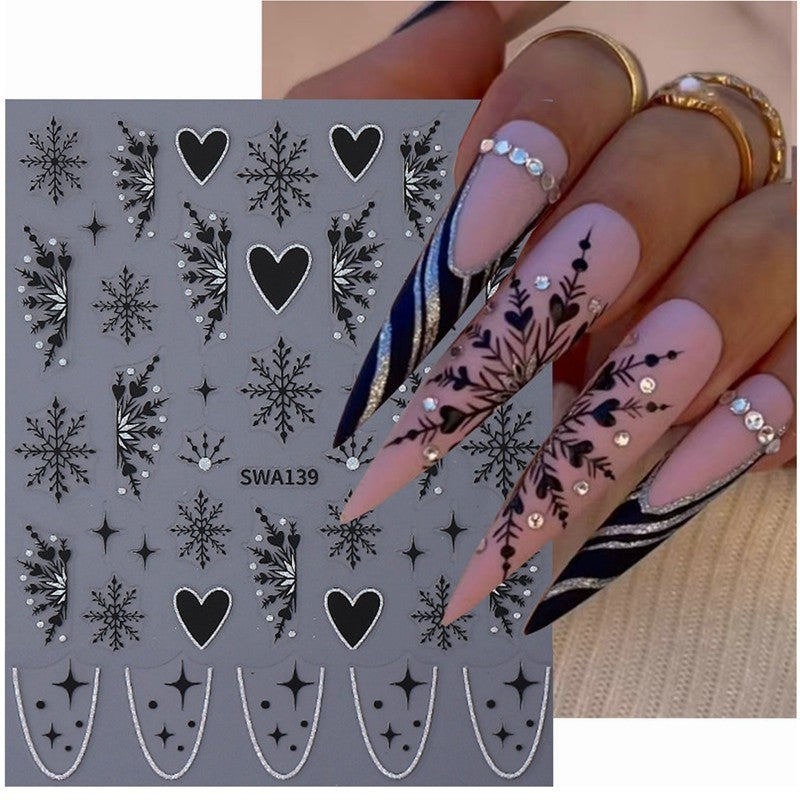 Christmas Snowflake Nail Art Stickers - Self-Adhesive, Multiple Variants