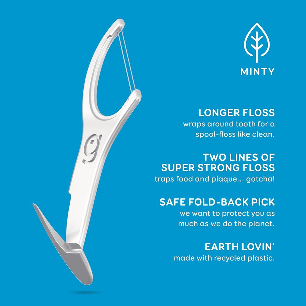 Double Floss Picks Mint Flavor 75 Count Eco-Friendly Recycled Plastic Dental Flossers