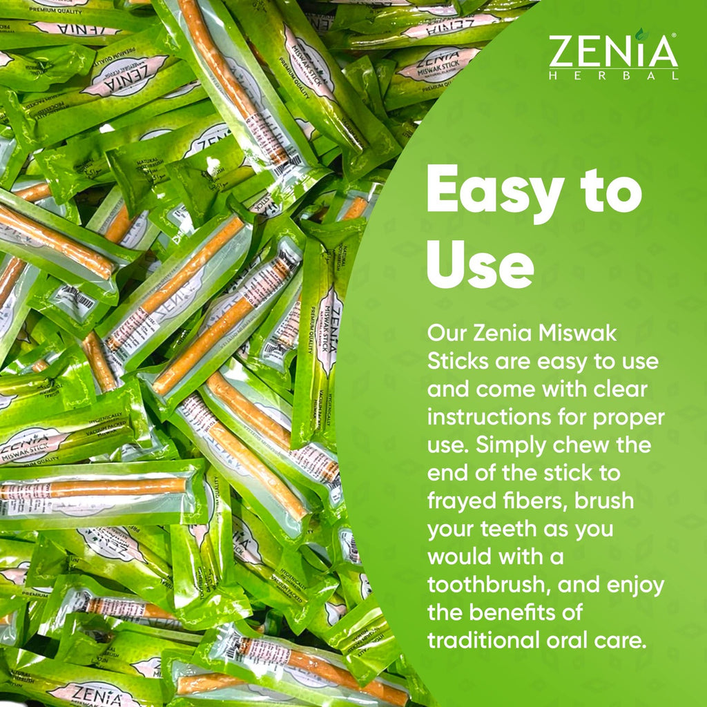 Natural Miswak Toothbrush - Traditional Oral Care, Eco-Friendly, 6-inch Vacuum Sealed Sticks