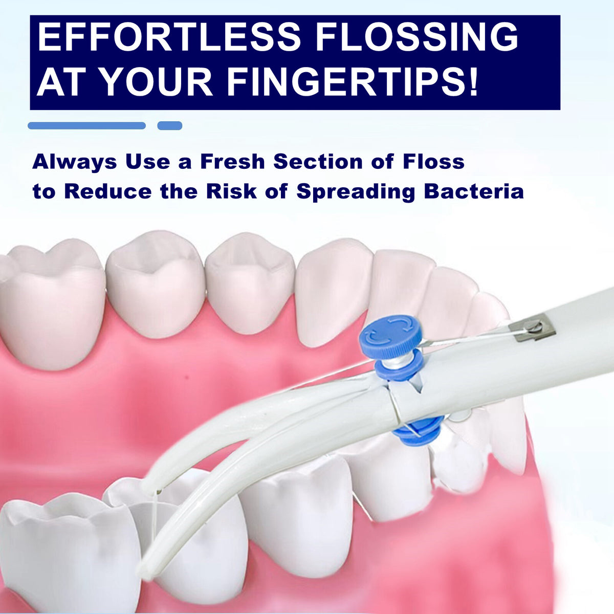 Reusable Dental Floss Holder with Adjustable Tension and Preloaded Floss
