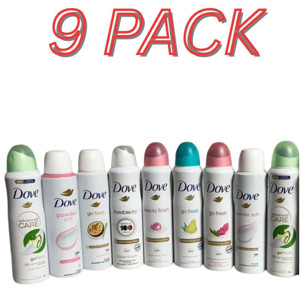 9 Pack Women's Deodorant Spray Assorted Scents 150ML Long-Lasting Odor Protection