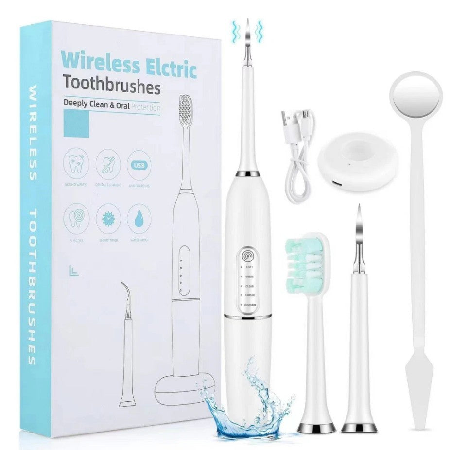 Electric Dental Tartar Plaque Remover Kit with Multiple Heads & LED Light