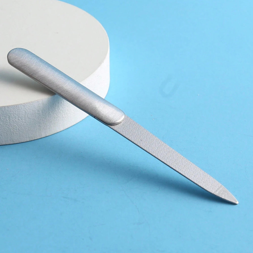 Double-Sided Metal Nail File for Manicure Pedicure - Stainless Steel Grooming Tool