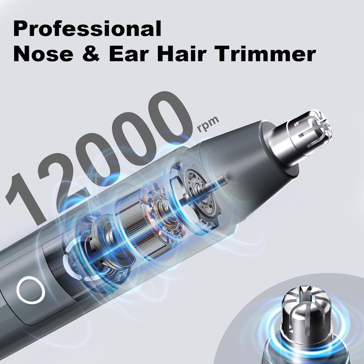 Wireless Waterproof Ear and Nose Hair Trimmer with LED Display and USB Charging