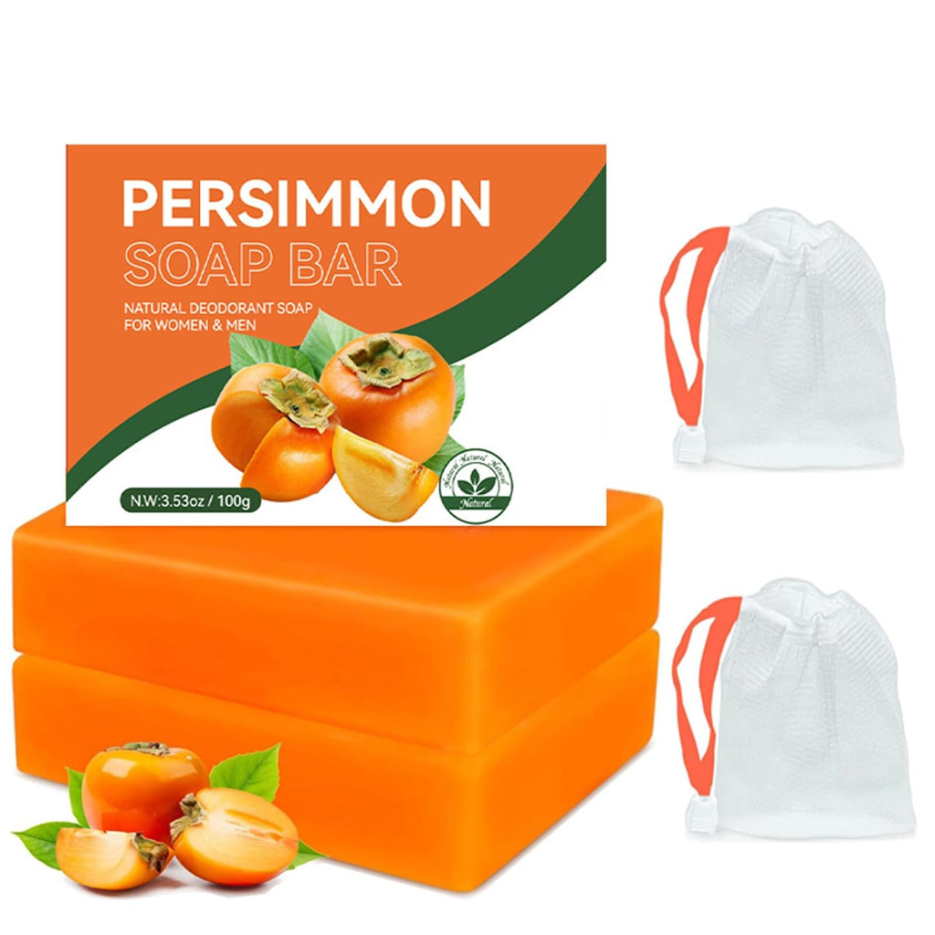 Persimmon Deodorant Soap Bar for Body Odor Control - Natural & Organic, 2-Pack