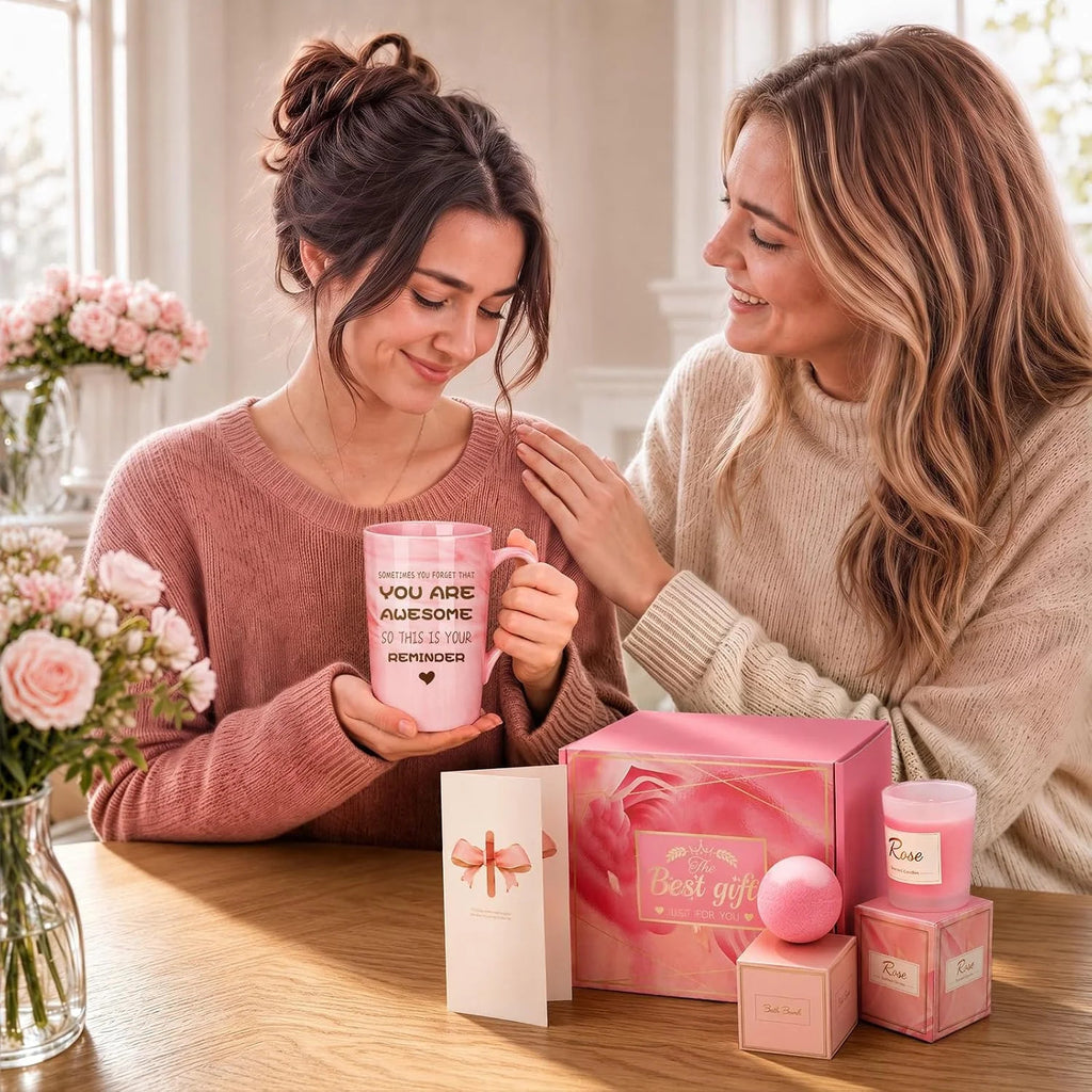 Pink Self Care Spa Gift Set for Women - Relaxation & Stress Relief
