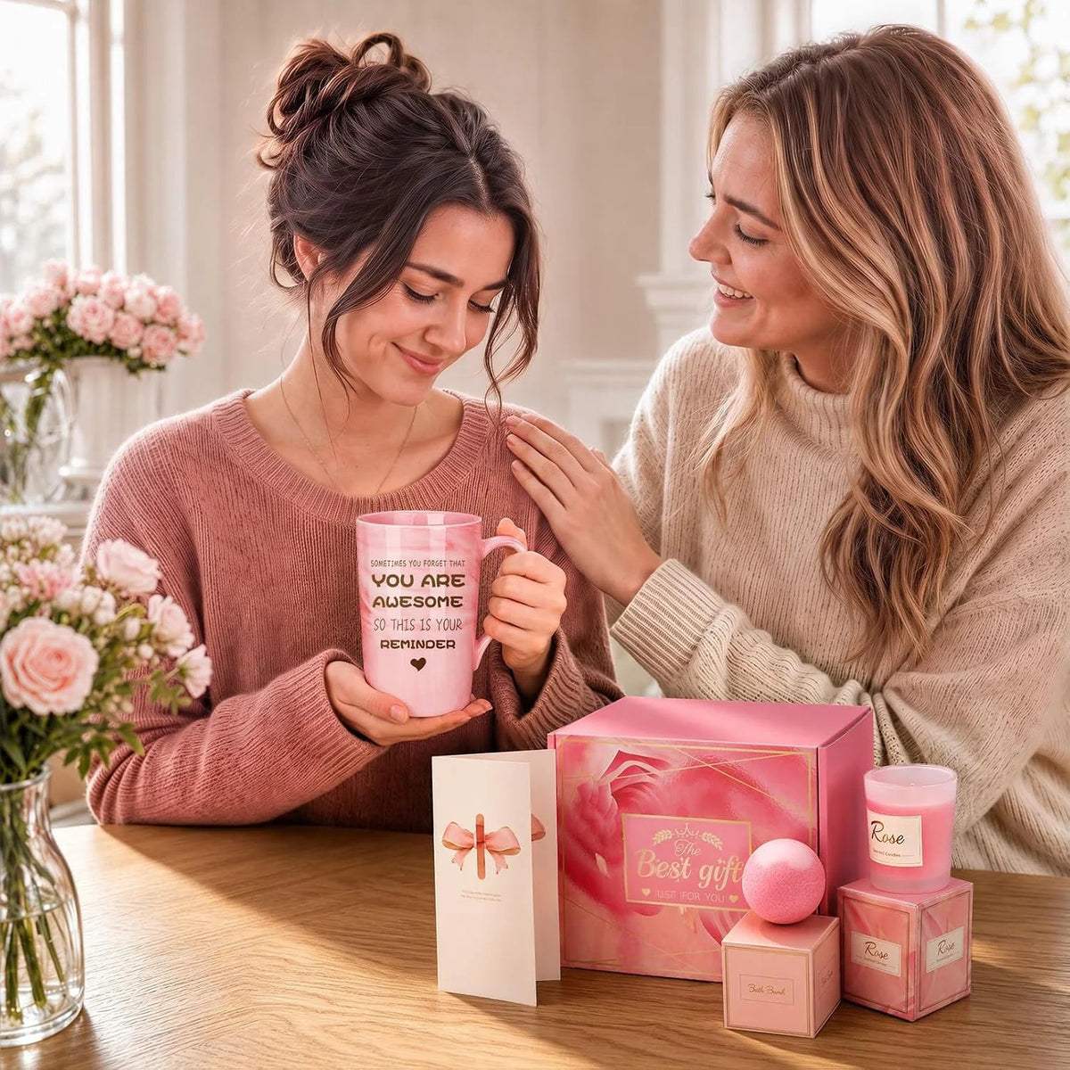 Pink Self Care Spa Gift Set for Women - Relaxation & Stress Relief