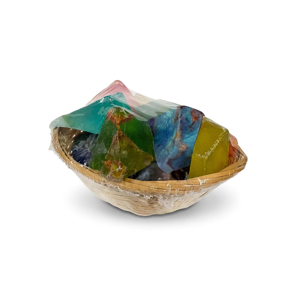 Gemstone Soap Gift Set in Basket - Assorted Fragrances & Colors