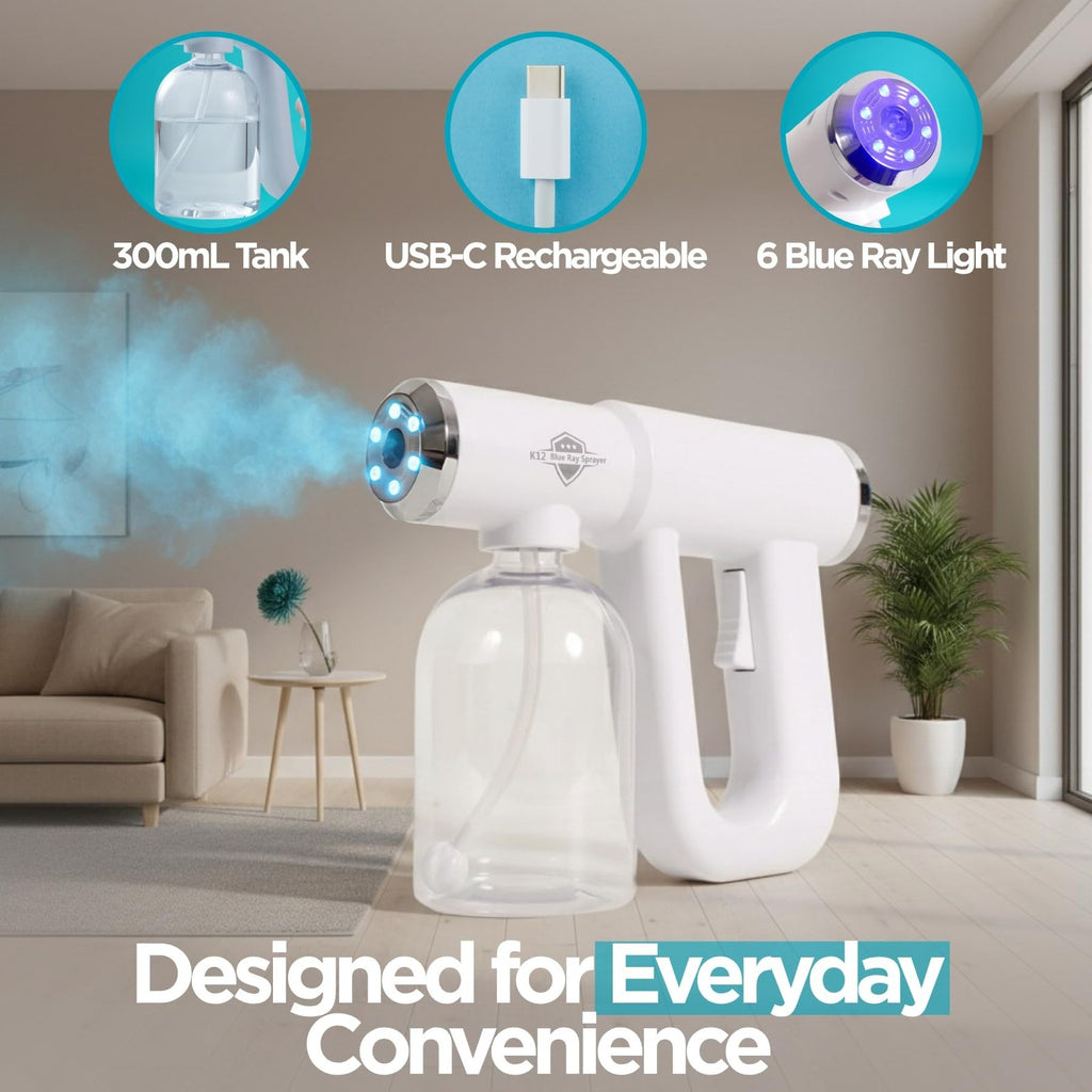 Nano Spray Gun with Blue Light and Rechargeable Battery - Portable Fine Mist Sprayer