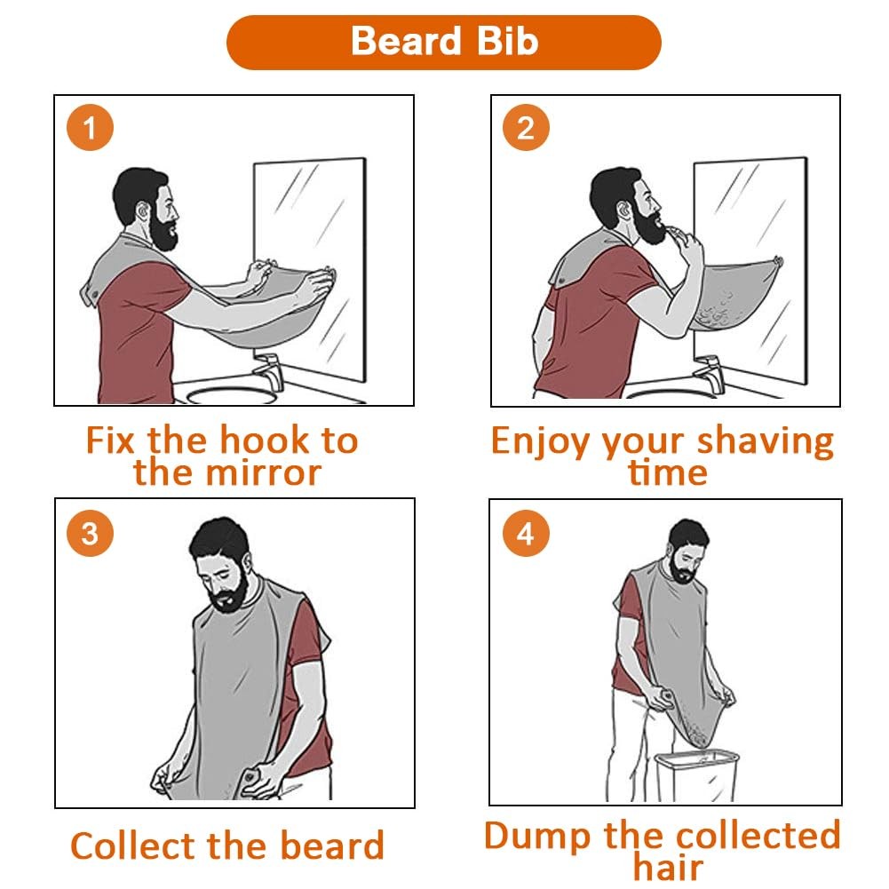 Men's Beard Grooming Apron - Reusable Beard Bib for Shaving & Trimming