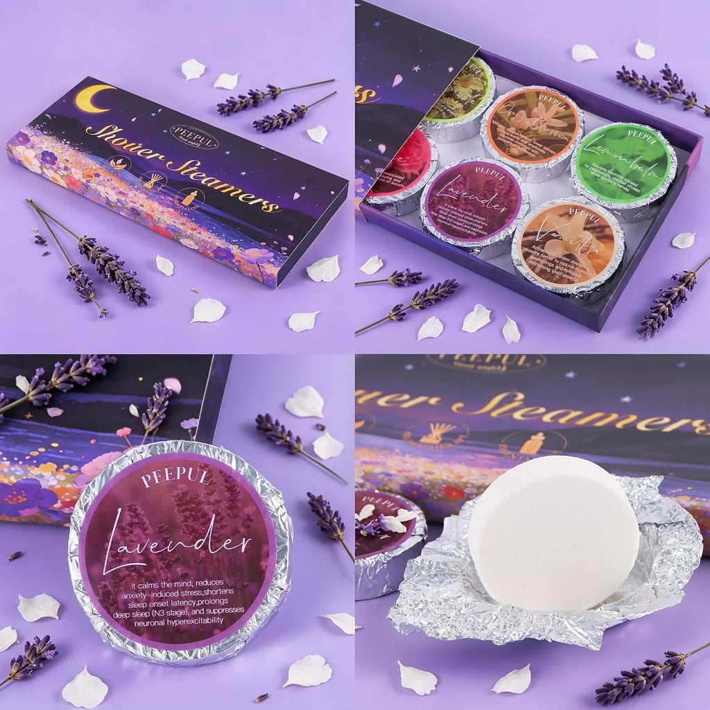 Aromatherapy Shower Steamers Set - 10 Natural Relaxation Bath Fizzers for Stress Relief