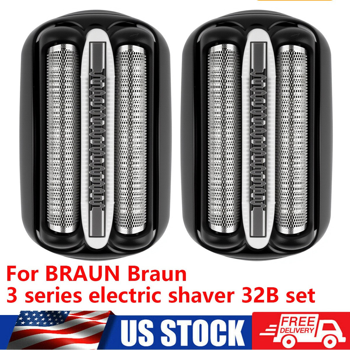 Replacement Foil and Cutter Head for Braun Series 3 32B Electric Shaver - 2 Pack