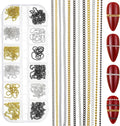 Metal Nail Art Chains Set - Gold, Silver & Gray DIY Manicure Accessories
