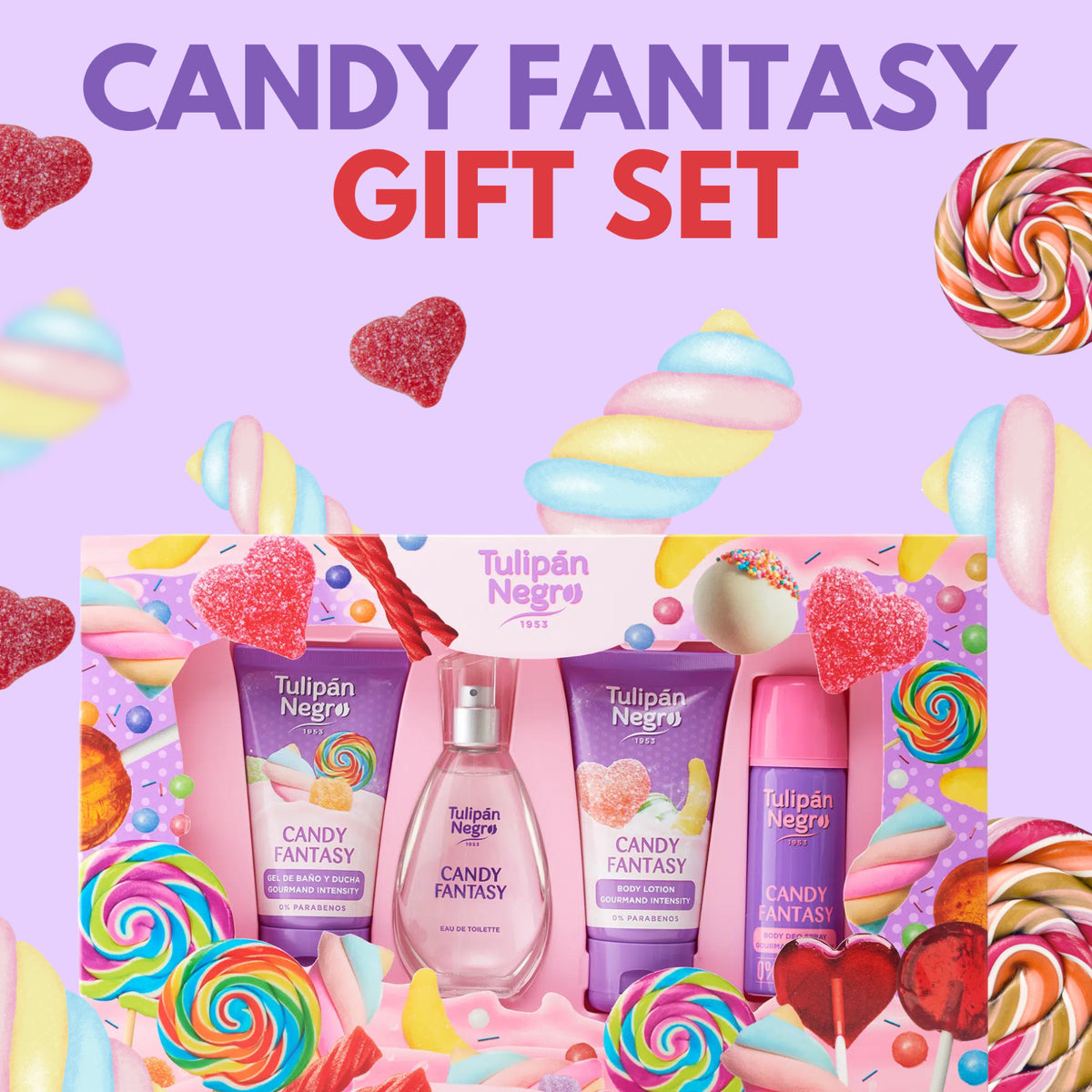 Candy Scented Gift Set with Shower Gel, Lotion, Cologne & Body Spray
