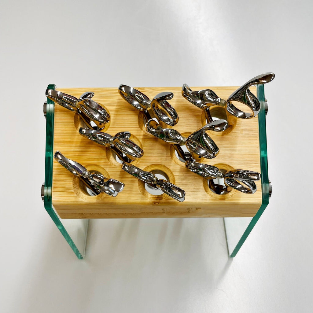 Bamboo Glass Hair Sc scissors Holder Salon Organizer with 8 Holes