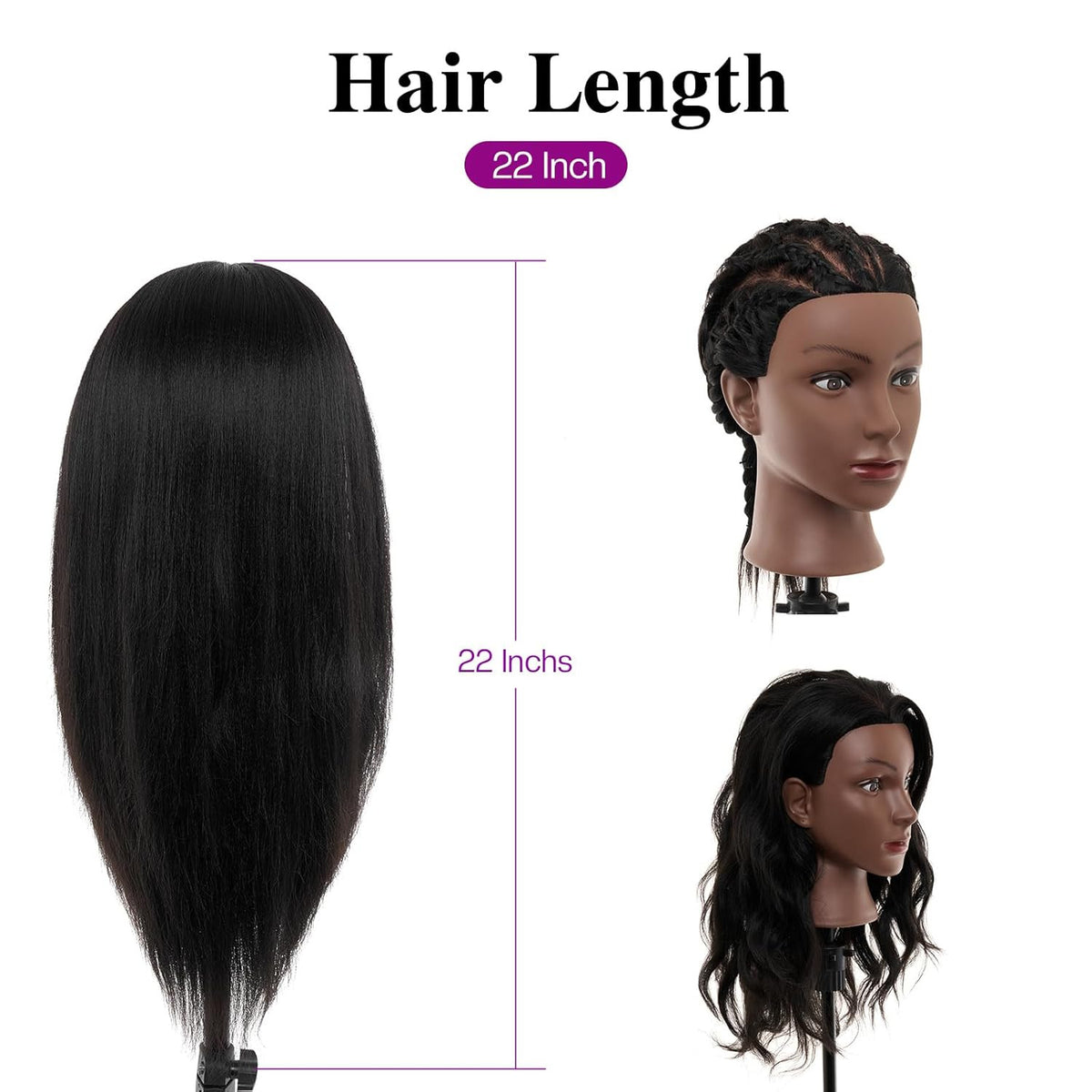 20-22 Inch Human Hair Mannequin Head with Stand for Styling & Practice