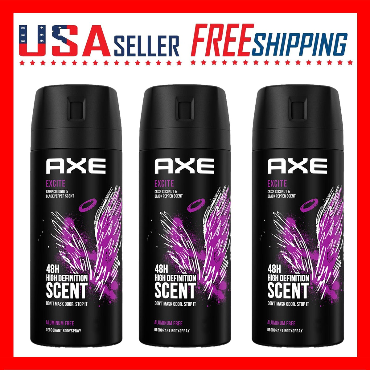 Men's Body Spray Deodorant - AXE Excite Fragrance, 150ml, Pack of 3