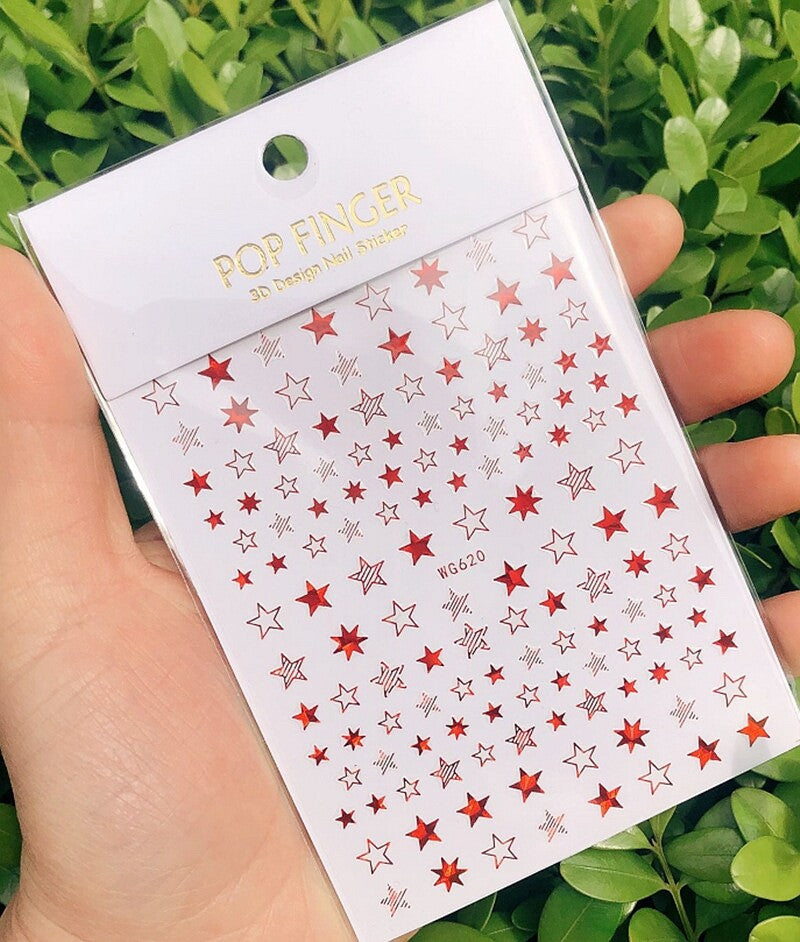 Stars Nail Sticker Set - Solid Hollow Shaded Star Nail Decals for Nail Art