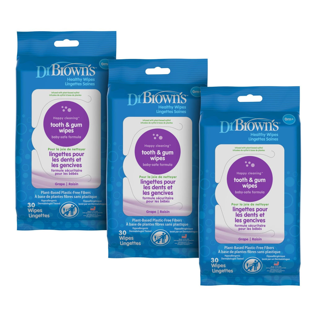Fluoride-Free Baby Tooth & Gum Wipes - Grape Flavor, 30 Count, 3-Pack