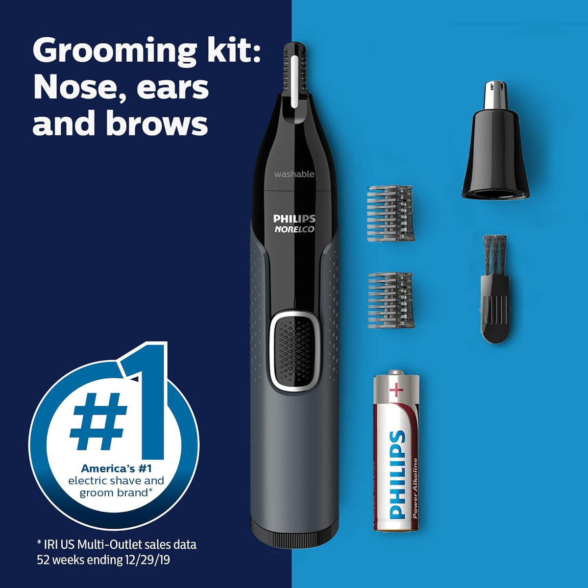Nose Ear Eyebrow Trimmer - Waterproof Personal Grooming Device for Face & Ears