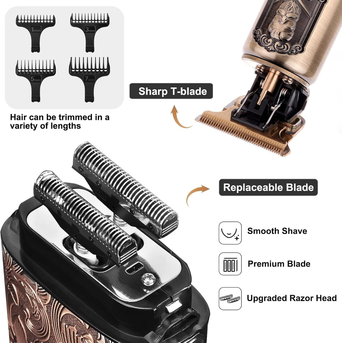 Men's Electric Foil Shaver & Beard Trimmer Set - Rechargeable Grooming Kit