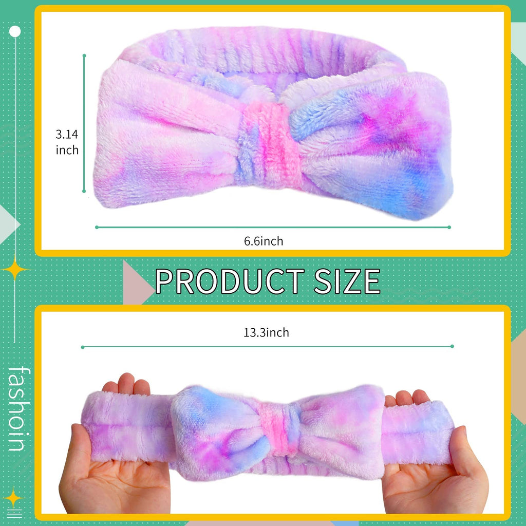 Spa Headband with Bow Tie Dye Plush Absorbent for Face Washing & Makeup