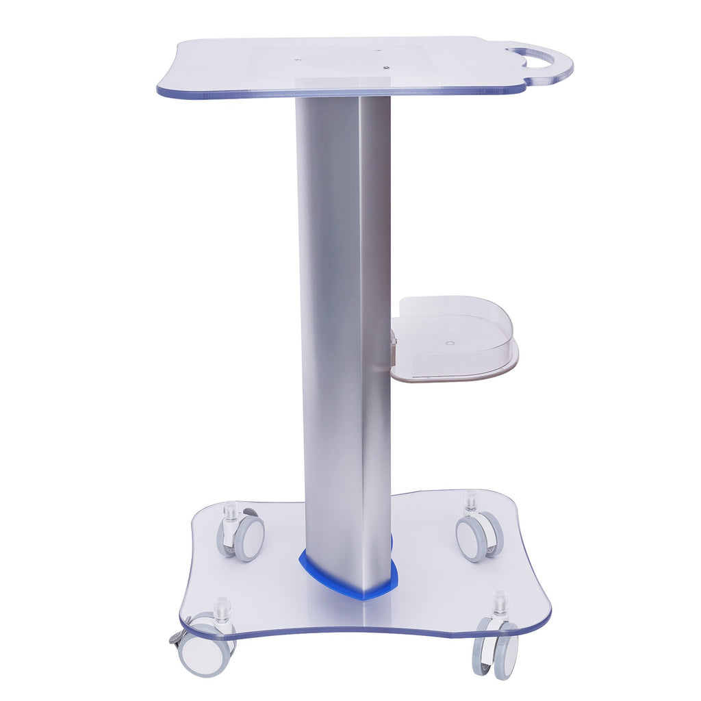 2-Tier Acrylic PVC Salon Trolley with Locking Wheels & Storage Tray