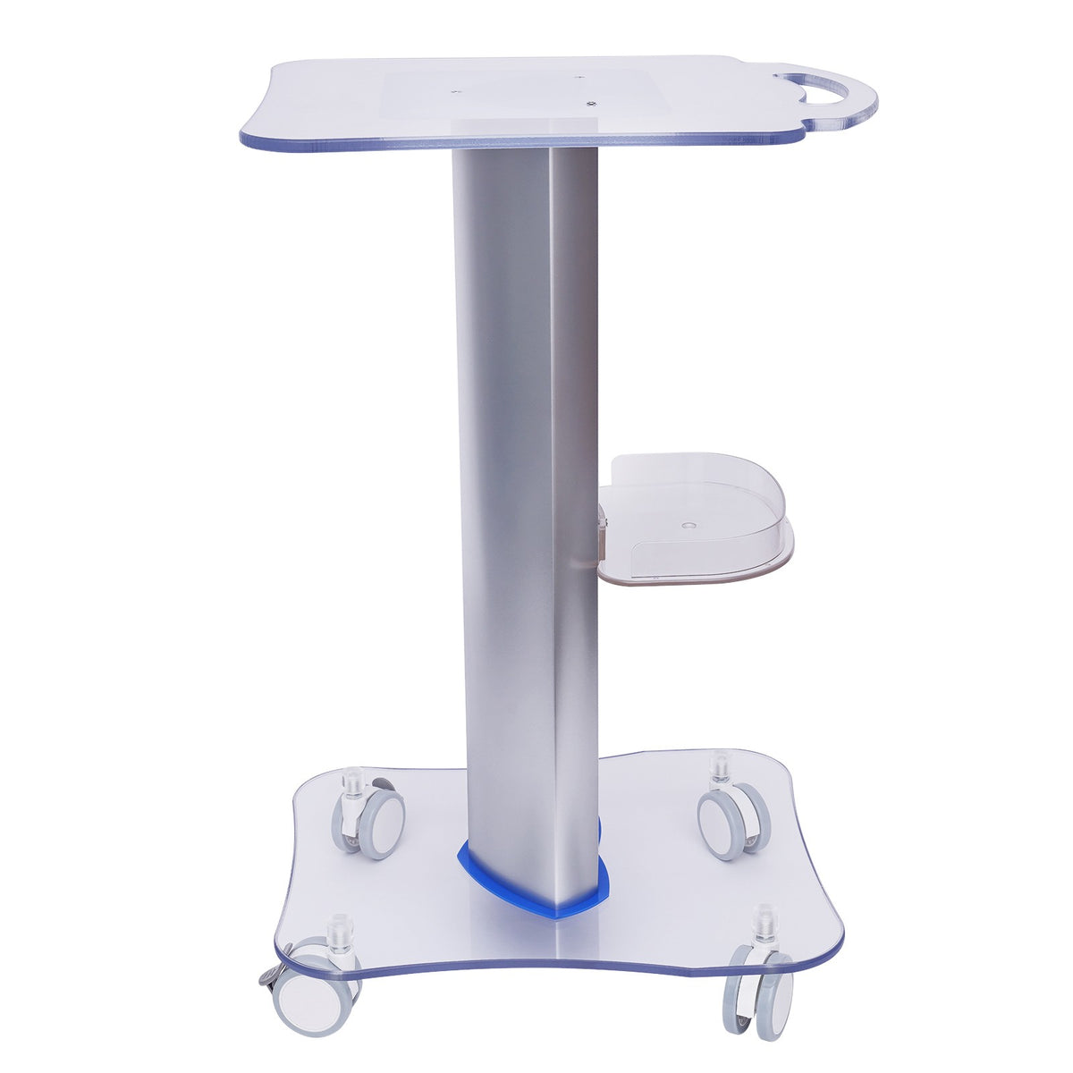 2-Tier Acrylic PVC Salon Trolley with Locking Wheels & Storage Tray