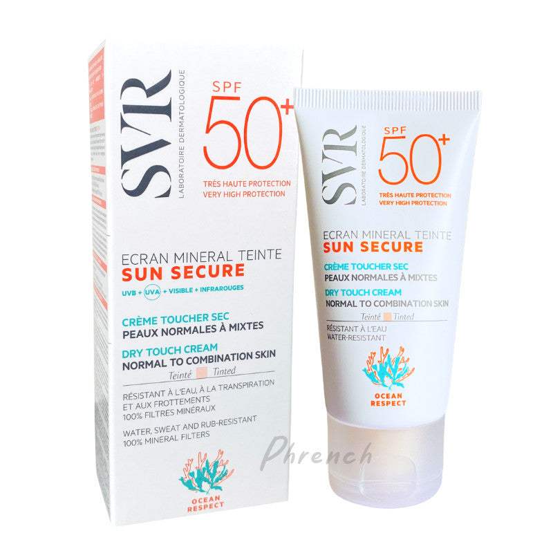 SVR Sun Secure Mineral Tinted SPF50+ Dry Touch Sunscreen for Normal to Combo Skin