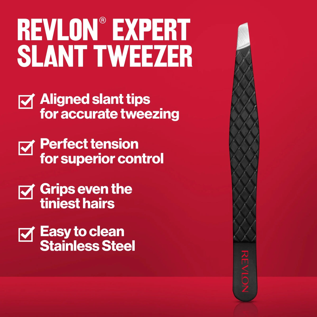 Stainless Steel Tweezers with Slant Tip - Precision Hair Removal Tool