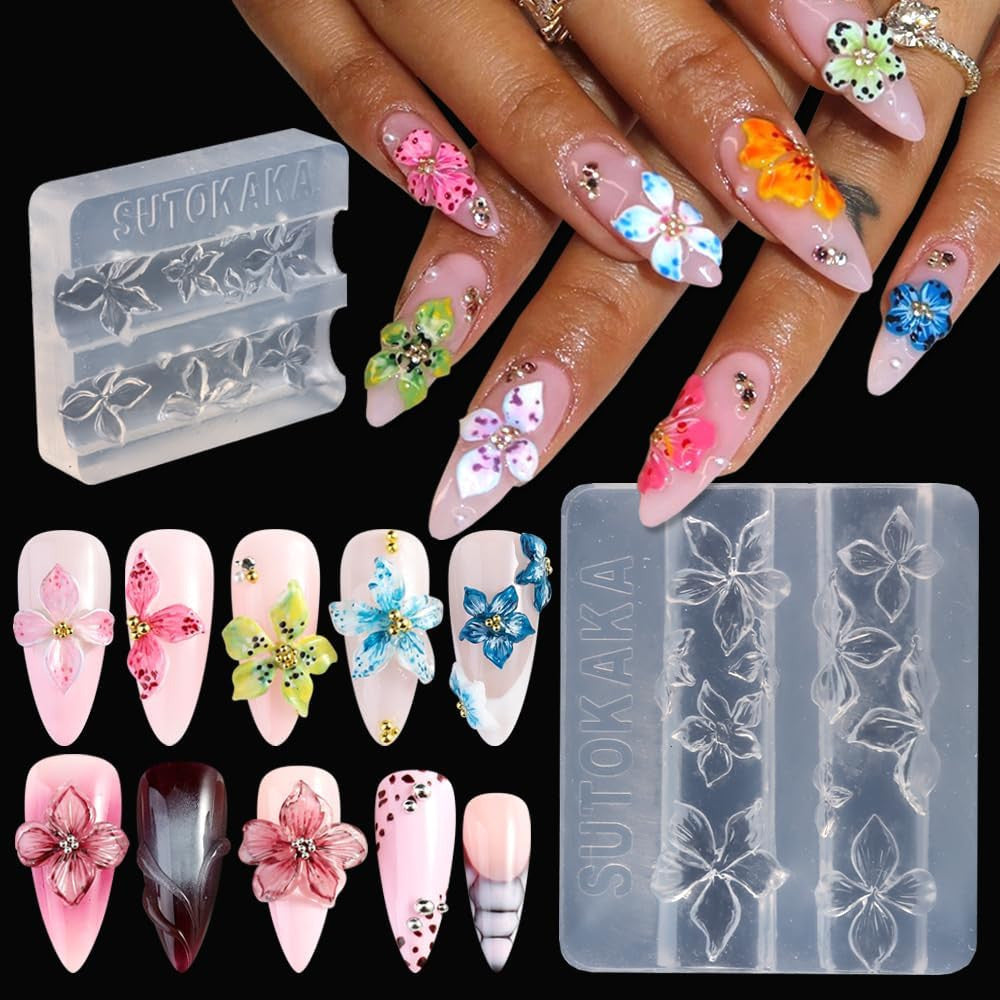 Silicone 3D Hibiscus Flower Nail Mold for Resin Art & DIY Nail Design