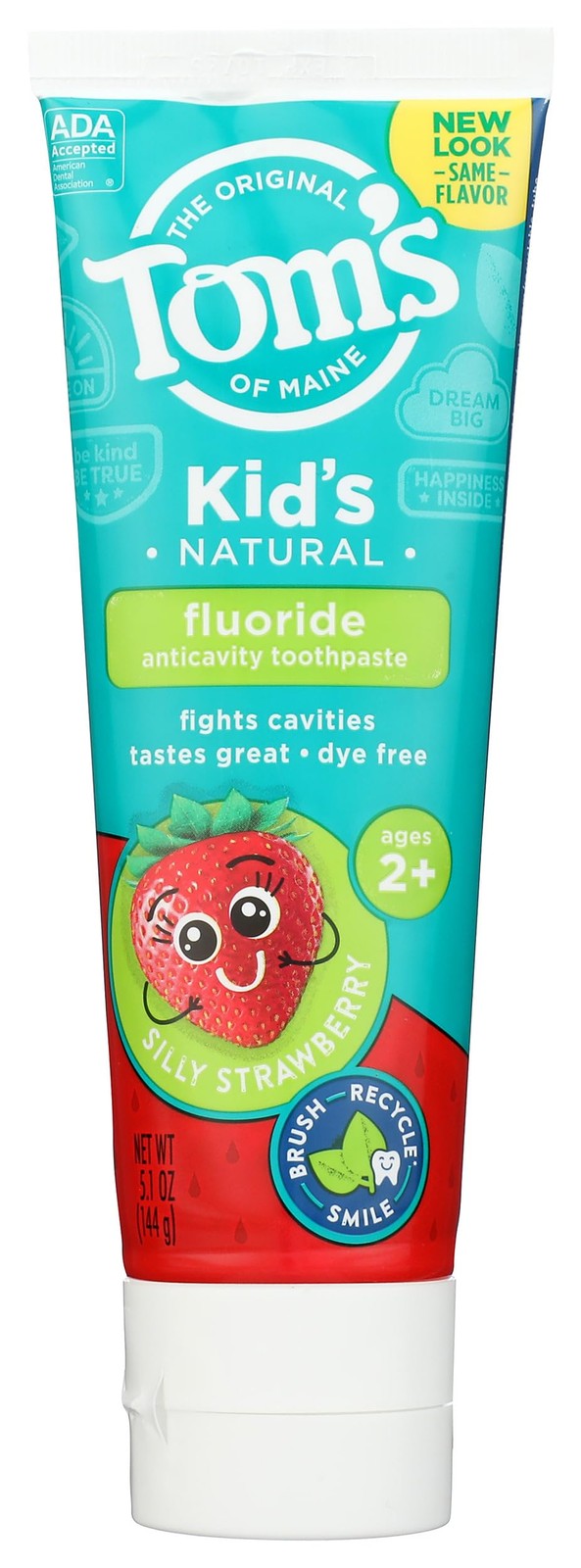 Kids Natural Fluoride Toothpaste with Strawberry Flavor - No Artificial Colors