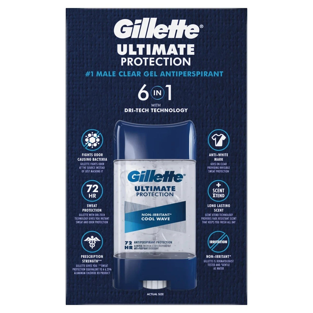Gillette 6-in-1 Antiperspirant Gel Deodorant for Men - 3.8 oz, 5 Pack