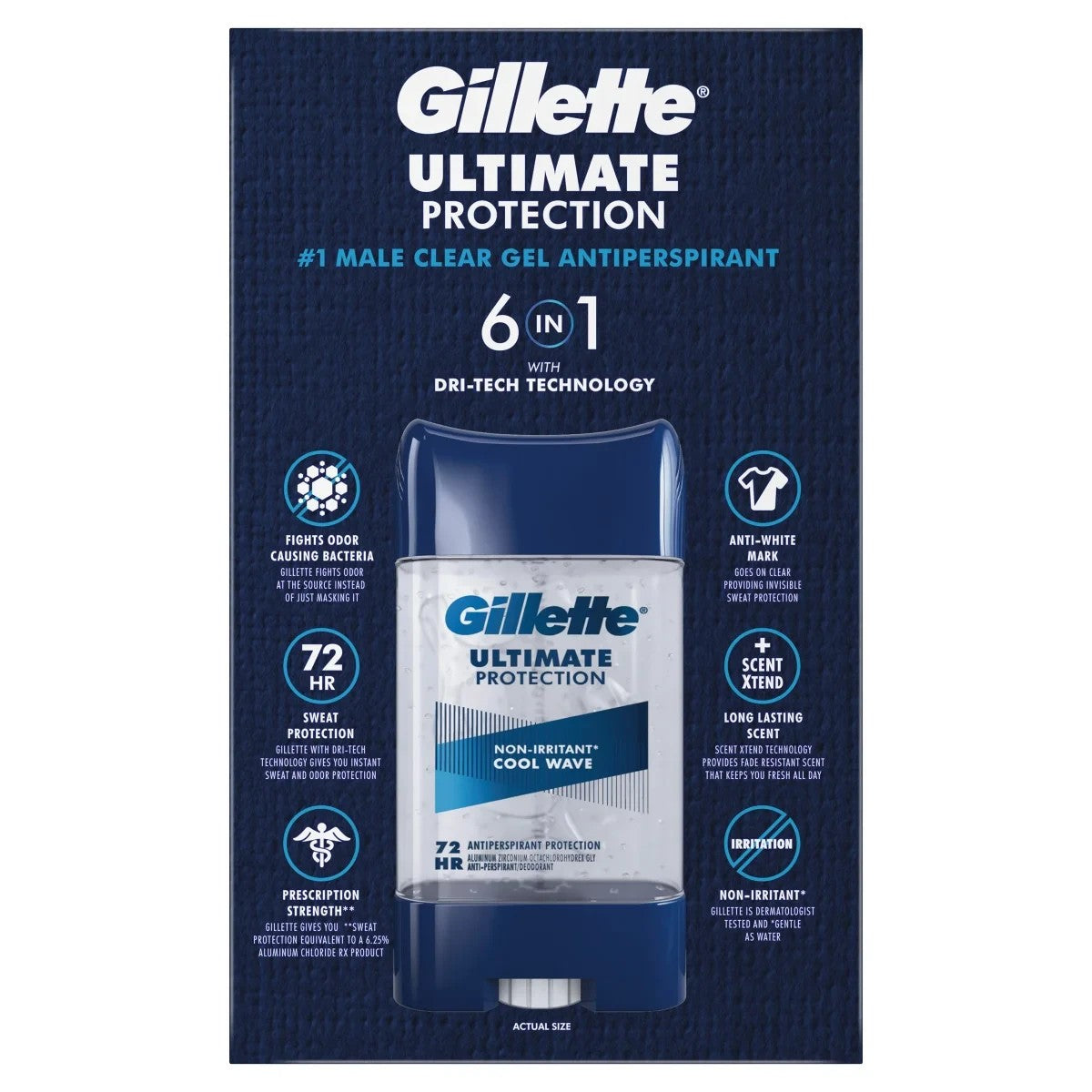 Gillette 6-in-1 Antiperspirant Gel Deodorant for Men - 3.8 oz, 5 Pack