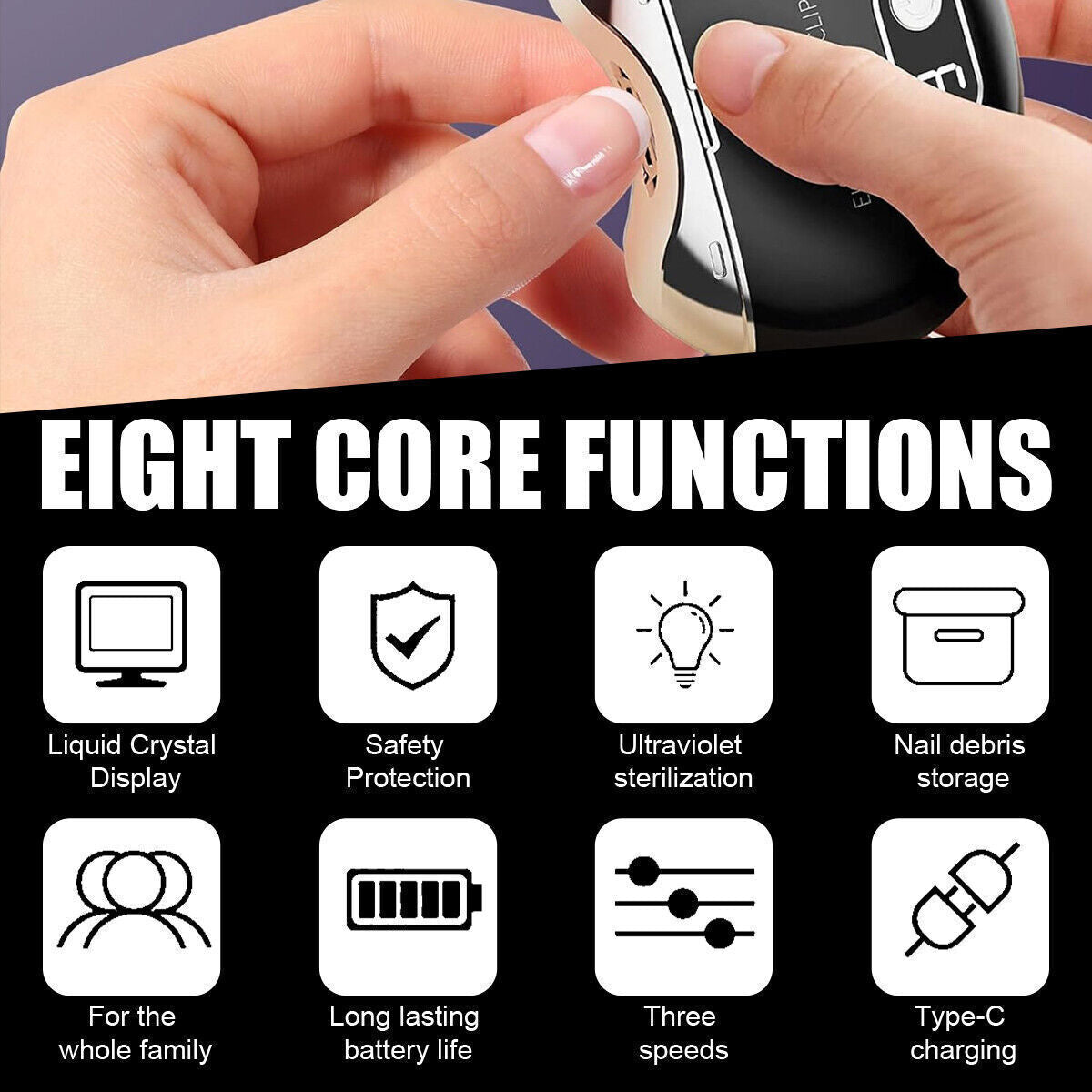 Electric Nail Clipper for Pedicure and Toe Nails - Automatic & Rechargeable