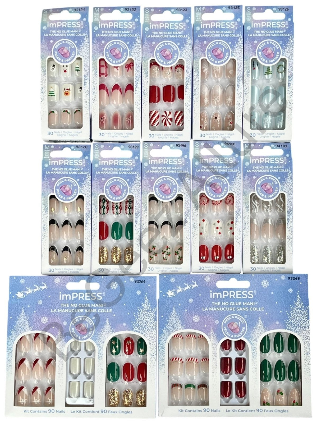 Holiday Christmas Press On Nail Kit - Instant Manicure with 30 Nails