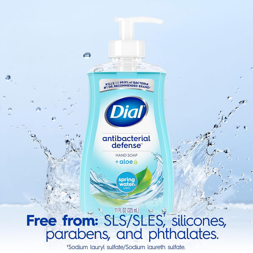Liquid Hand Soap Aloe Spring Water 11oz Pack of 4 Antibacterial & Dermatologist-Tested